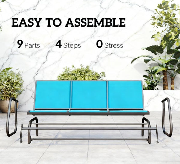 English Elm Outdoor 3 Seat Porch Glider Bench Powder Coated Steel Breathable Mesh Patio Swing T3971P420674