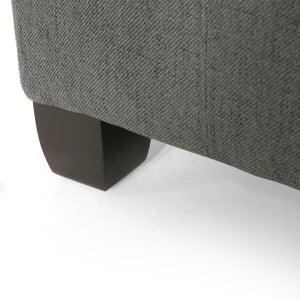 English Elm Upholstered Waffle Tufted Storage Ottoman with Birch Legs for Modern Living Rooms N757P377356E