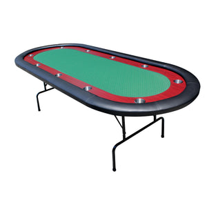 English Elm 96" Oval Poker Table Folding Felt Surface Wood Racetrack Rail Stainless Cup Holders Green W2748S00039