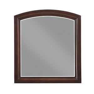 English Elm Modern Birch Veneer Dresser with Curved Mirror Seven Drawers Chrome Pulls Bedroom Cherry B011S02343