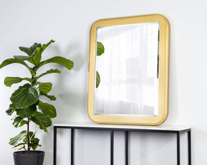 Sunpan Topanga Wall Mirror - Luxurious Gold Foil Wood Frame with Beveled Edge, Perfect for Home Decor!