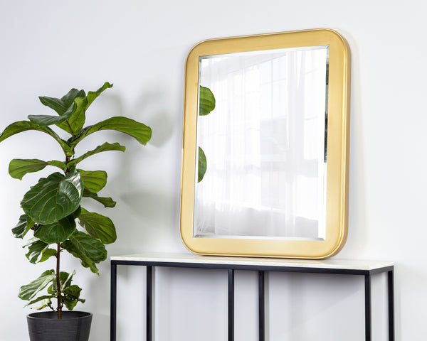 Sunpan Topanga Wall Mirror - Luxurious Gold Foil Wood Frame with Beveled Edge, Perfect for Home Decor!