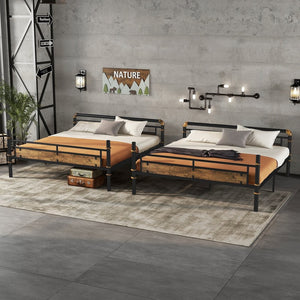 English Elm Queen Metal Bunk Bed - Industrial Queen Over Queen Design With Safety Rails For Teens & Guests W2580S00019-GIGA