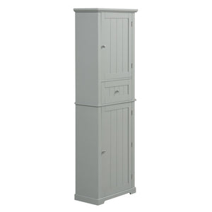 English Elm Tall Bathroom Storage Cabinet - Stylish Freestanding Organizer With Drawer & Adjustable Shelf In Grey N725P206890E-GIGA