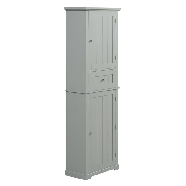 English Elm Tall Bathroom Storage Cabinet - Stylish Freestanding Organizer With Drawer & Adjustable Shelf In Grey N725P206890E-GIGA