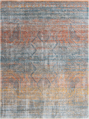 Unique Loom Newport Kingscote Machine Made Border Rug Multi, Ivory/Light Blue/Light Salmon/Rust Red/Terracotta 9' 0" x 12' 2"