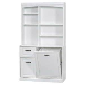 English Elm Bathroom Tall Storage Cabinet with Tilt-Out Hamper, 70.9" Linen Tower, 2 Drawers, Adjustable Shelves, White Finish N725P278420K