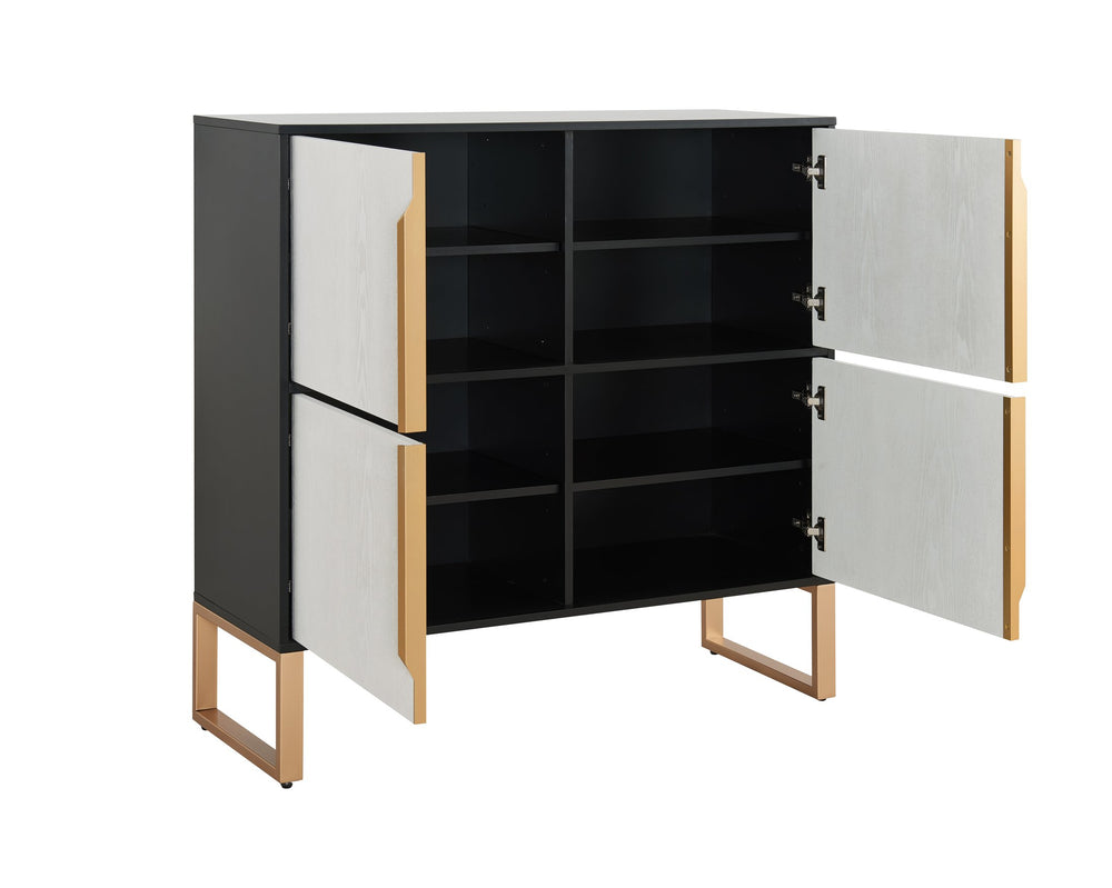 English Elm Four-Door Vintage-Style Storage Cabinet 42" Buffet Sideboard with Metal Base, Spacious Multi-Use Storage W1801P182006