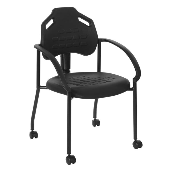 OSP Home Furnishings Guest Chair with Urethane Shell Lumbar Support and Casters for Office Reception Areas KH81392