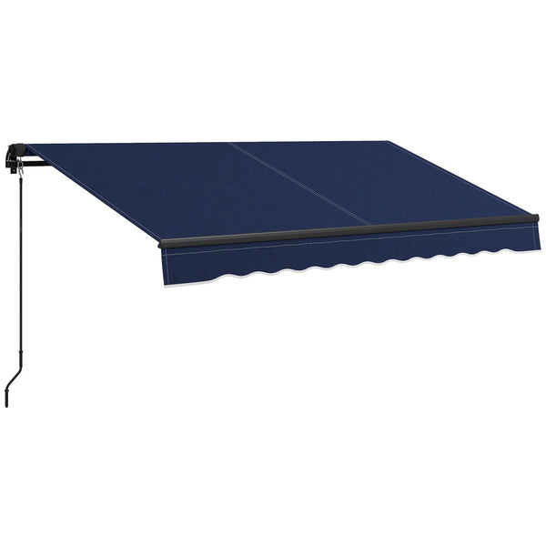English Elm Outsunny 10' X 8' Retractable Patio Awning – Uv-Resistant Sunshade With Manual Crank, Blue & Durable Frame W2225P174151-GIGA