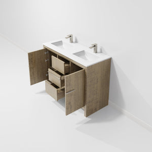 English Elm Rustic Acacia Double Bath Vanity 48" W X 20" D With Cultured Marble Top & Gun Metal Faucet Set B2731P259411-GIGA