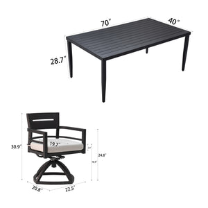 English Elm 7-Piece Modern Aluminum Patio Dining Set With 6 Swivel Rockers & Sunbrella Cushions For Comfort W1886S00007