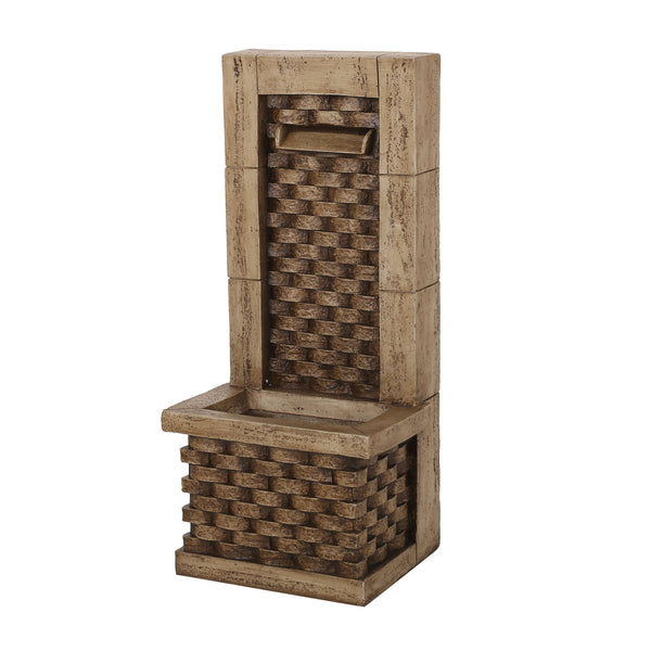 English Elm Christopher Knight Home® - 35.25" Hand Crafted Weather-Resistant Floor Fountain with Underwater Lights, Wall Tower Accent, Brown 71774.00LBRN
