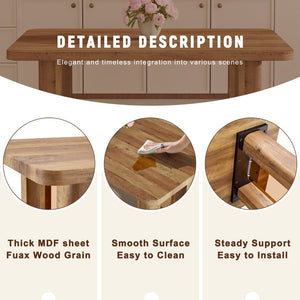 English Elm Table 5-Piece Dining Set - Modern Wood Textured Table With 4 Brown Tech Fabric Chairs & Black Legs W1151S03584-GIGA