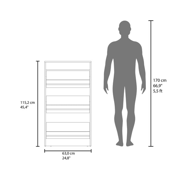 English Elm PIECES Slim Vertical Shoe Rack with 3 Flip-Down Compartments, Scratch-Resistant Melamine, Modern Organizer Wenge 50 L x 24 W x 6 H B128P387074