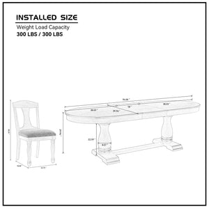 English Elm (1 Table+6 Chairs) Modern Mid-Century Extendable Dining Set For 6 - Stylish, Comfortable, Durable! W2582S00145