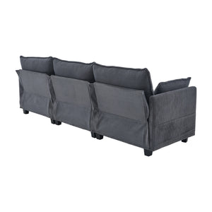 English Elm United We Win Modular Corduroy Sectional with Ottoman Low Profile Living Room Couch Gray W1568S00255