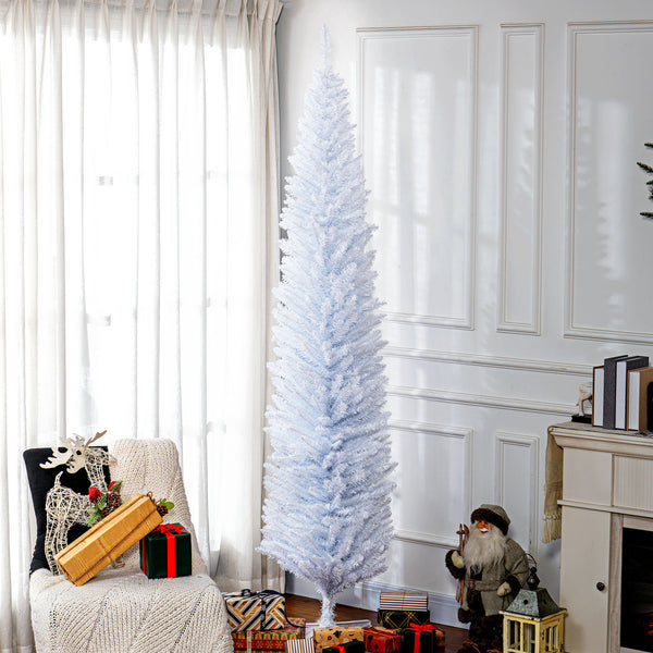 English Elm Homcom 8' Slim Pencil Christmas Tree - Realistic 618 Branch Tips, Space-Saving Design For Any Room W2225P249666