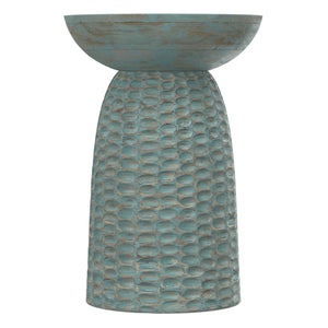 English Elm Boyd Hand-carved Solid Mango Wood Accent Table with White Finish for Modern Living Teal B136P414665