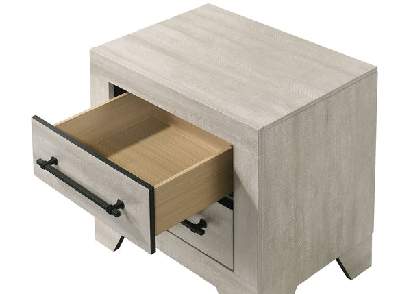 English Elm Light Gray Contemporary Nightstand Solid Rubberwood Dovetail Drawer Bedroom Storage B2741P431082