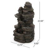 Christopher Knight Home® - Noble House - Coweta Outdoor 4 Tier Rock Fountain, Light Brown