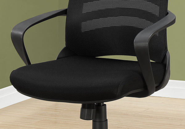 English Elm Office Mid-Back Chair with Breathable Mesh, Ergonomic Curved Support, Padded Wide Seat, Swivel and Height Adjust Black 26 L x 13 W x 24 H B2710P219652