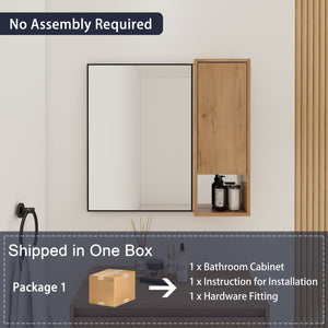 English Elm 10'' Wall Mounted Mirrored Bathroom Cabinet Plywood Build with Soft Close Hinge Storage W999P470298