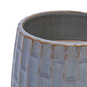 English Elm Set Of 2 Ceramic Flowerpots – Stylish 7" Grey Planters For Modern Home & Garden Decor Essentials W3273P322306-GIGA