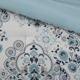 Madison Park Brielle Casual 3 Piece Floral Printed Cotton Comforter Set MP10-8368 Blue