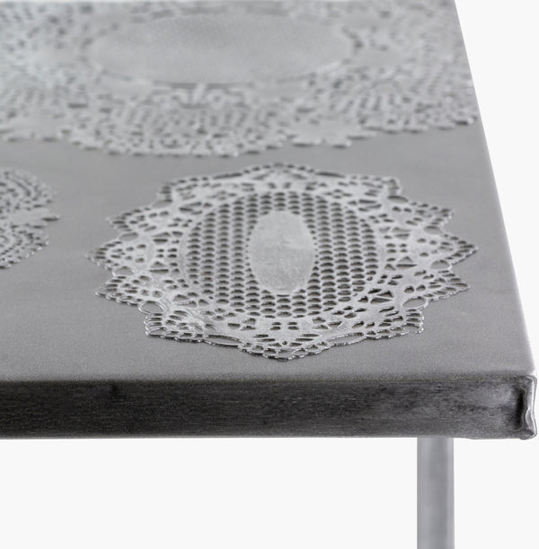 Surya Etched Modern Metal End Table - 26"H X 18"W X 14"D, Elegant Design To Revitalize Your Decor! Top, Metallic ,Silver,Base, Metallic ,Silver Iron,Iron Ecd-001