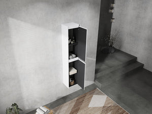 English Elm 12" Bathroom Side Cabinet - Sleek Wall-Mounted Design With Soft-Close Doors For Organized Storage W999S00278