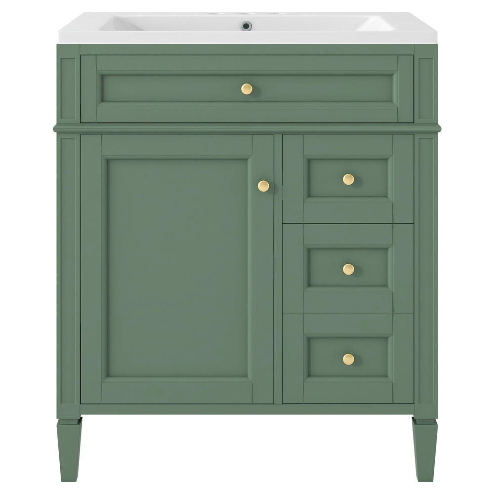 English Elm 30'' Modern Bathroom Vanity With Durable Resin Sink, 3 Drawers & Adjustable Shelf For Stylish Storage SW000122AAF-2