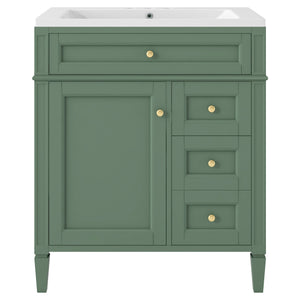 English Elm 30'' Bathroom Vanity Set With Mirror, Modern Freestanding Storage, 2 Drawers & Tip-Out Organizer SW000127AAF-3