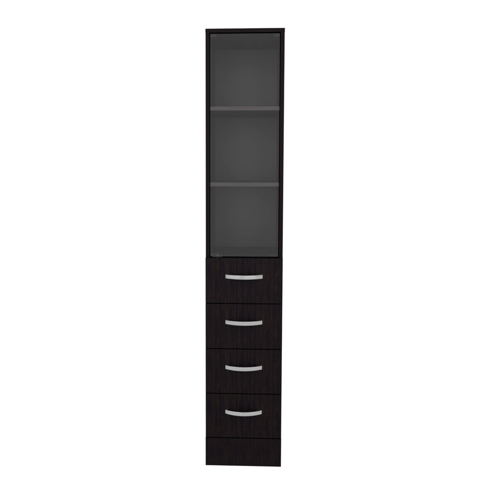English Elm Vanguard Modern Linen Cabinet Black – 3 Open Shelves, 4 Drawers, MDF Craftsmanship, Easy Assembly, Compact Storage B070P337157