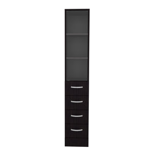 English Elm Vanguard Modern Linen Cabinet Black – 3 Open Shelves, 4 Drawers, MDF Craftsmanship, Easy Assembly, Compact Storage B070P337157
