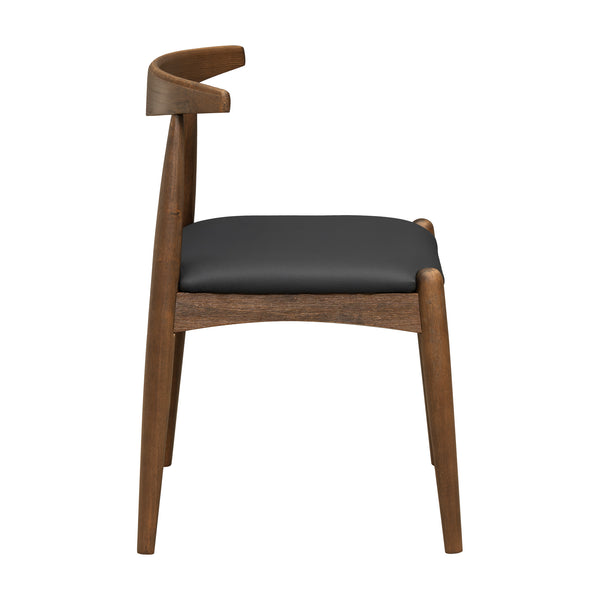 English Elm [video] Rubberwood Dining Chairs Set of 2 Faux Leather Ergonomic Retro Splayed Leg Design Walnut+Black N759P386879B