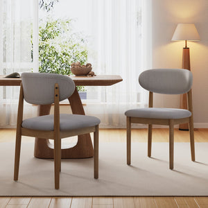 English Elm Christopher Knight Home® - Contemporary Grey Upholstered Side Chairs - Set Of 2 With Walnut Legs For Modern Dining Comfort N768P331579G