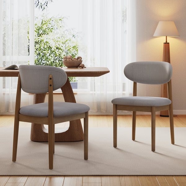 English Elm Christopher Knight Home® - Contemporary Grey Upholstered Side Chairs - Set Of 2 With Walnut Legs For Modern Dining Comfort N768P331579G