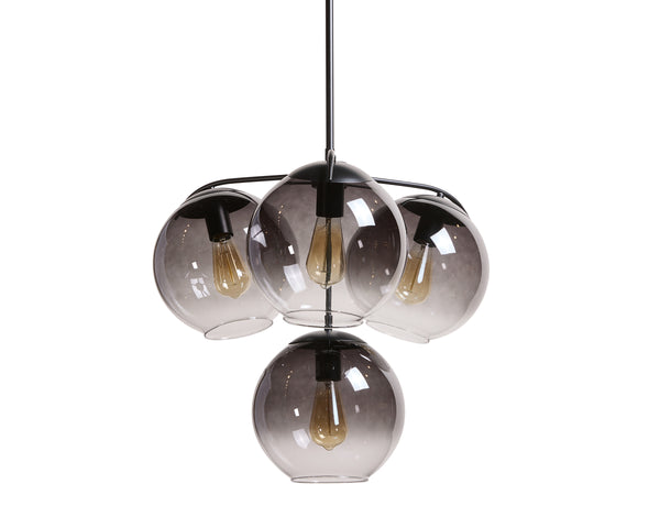 Sunpan Kamara Modern Chandelier with Clear and Grey Glass Shades – Elegant Cluster Design for Any Space Black