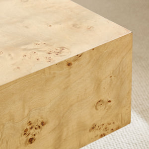 English Elm 43.31 Inch Burl Veneer Rectangular Coffee Table Mid-century Pedestal Base Living Room Natural W2582P431210
