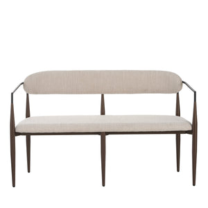 English Elm Metal Boucle Settee Loveseat with Sculptural Toothpick Legs for Modern Living Spaces Beige,Dark Coffee+Black N771P247148H