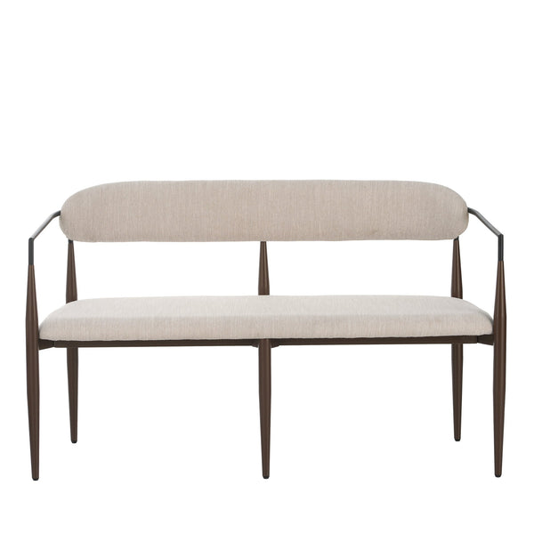 English Elm Metal Boucle Settee Loveseat with Sculptural Toothpick Legs for Modern Living Spaces Beige,Dark Coffee+Black N771P247148H