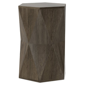 English Elm Mckinley Solid Mango Wood Hexagonal Side Table Sculptural Accent for Any Room B136P420287