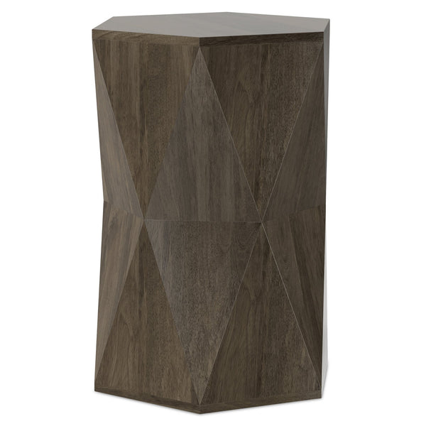 English Elm Mckinley Solid Mango Wood Hexagonal Side Table Sculptural Accent for Any Room B136P420287
