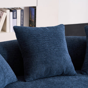 English Elm LY-025S Curved Loveseat Compact 65" Space-Saving Chenille Upholstery, 30D Foam+Spring Comfort Blue W2231P261298
