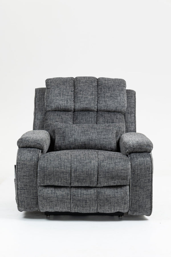English Elm Oversized Power Lift Recliner Chair with Massage Heating and Usb Charging for Living Room Grey W547S00071