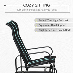English Elm Outsunny Steel Frame Outdoor Glider Chair with Sling Mesh Seat for Patio Backyard W2225P174335
