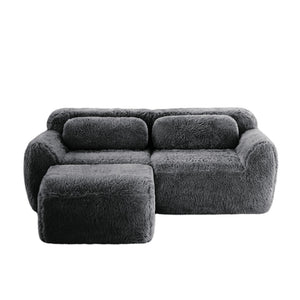 English Elm L-shaped Plush Sectional Sofa Boneless Cloud Comfort Floor Lounge with Chaise for Bedroom Dark Grey W714S01547