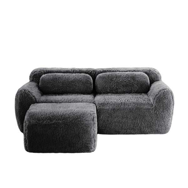English Elm L-shaped Plush Sectional Sofa Boneless Cloud Comfort Floor Lounge with Chaise for Bedroom Dark Grey W714S01547