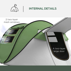 English Elm Outsunny Instant Pop up Camping Tent with Porch Vestibule Waterproof 3 Person Dome Green W2225P200771
